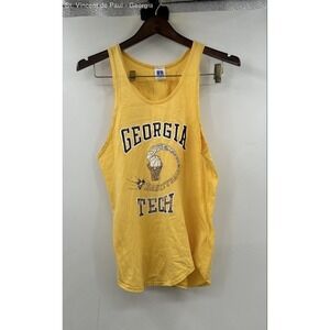 Russell Athletic Vintage Georgia Tech Tank Top Unisex Medium Yellow College